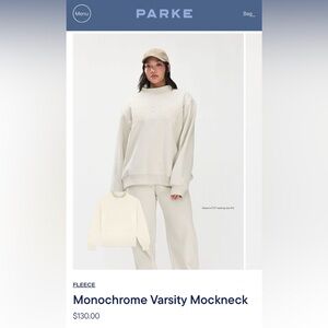 PARKE official - Tonal Monochrome Varsity Mockneck. Size L/XL - Oat